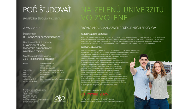 Pod študovať na Zelenú univerzitu vo  Zvolena