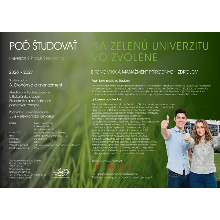 Pod študovať na Zelenú univerzitu vo  Zvolena